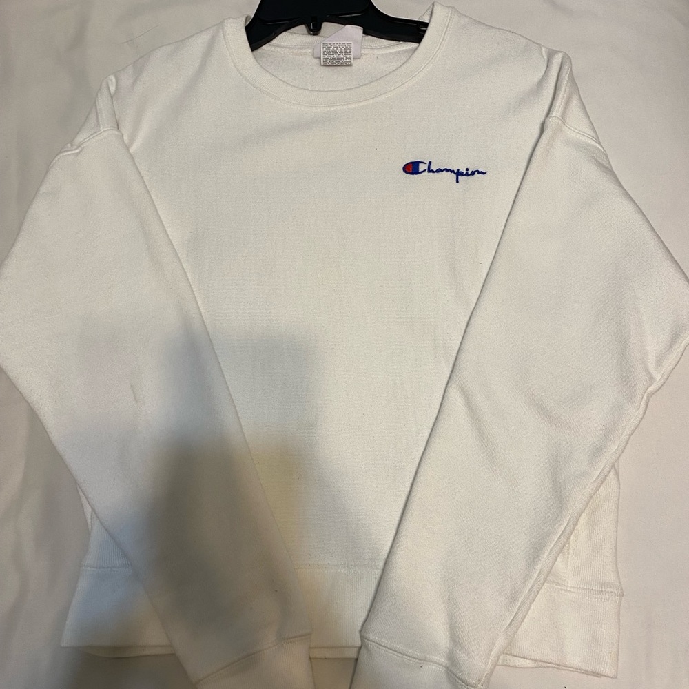 White Champion Large crewneck